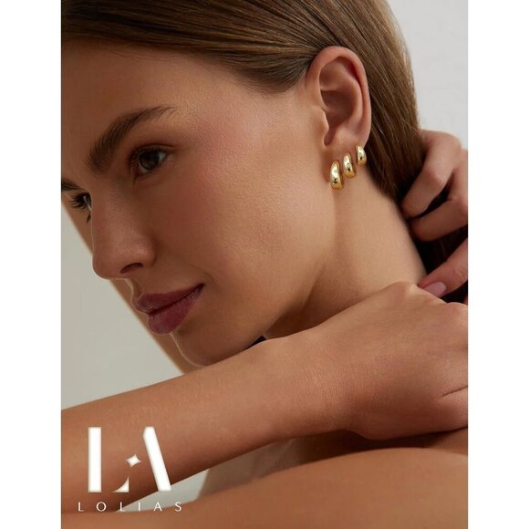 3Pairs 14K Gold Huggie for Multiple Piercing Hypoallergenic Hoop Earrings Set - Picture 2 of 8